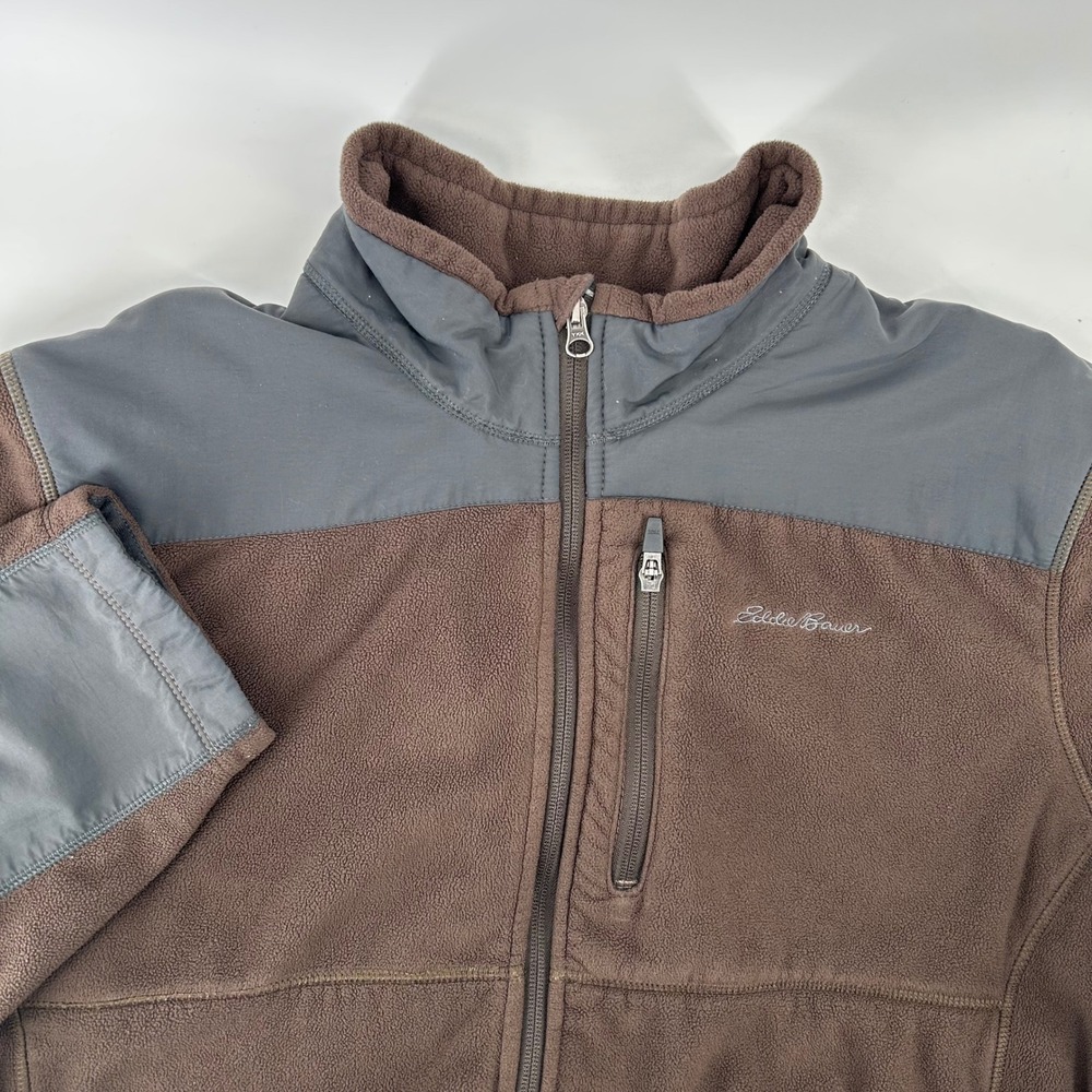 Eddie Bauer Fleece Jacket Mens TXL Brown Polartec Wind Pro Full Zip Tall Outdoor